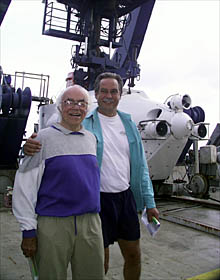 Lou Cabot (left) and Dan Stuermer are excited about their dive in Alvin today. 