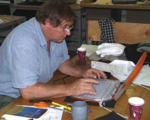 Hans is concentrating on the analysis of the magnetometer data and making sure that he has made all the corrections to account for the fact that Alvin is a large metal object near the magnetometer. Even though the hull is made of Titanium, which is non-magnetic, there is still a lot of metal that has to be corrected for. 
