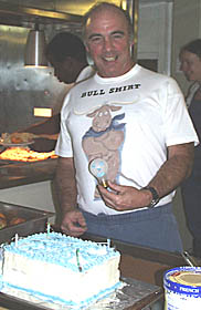Happy birthday, John! John Boing is the Electrician on board R/V Melville. He is responsible for keeping the power running to all parts of the ship. With a complex ship like the Melville, imagine the maze of wiring that is needed both for normal ship operations and to run the equipment for the science program. In our case, John provided all the power connections needed to hook up the Control Van and Traction Winch for the DSL-120 and Argo II vehicles. Thanks for your help, John! 