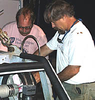 Yogi (left) and PJ Bernard preparing Argo II for its next lowering. 