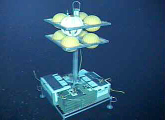 The elevator is suspended about 4 meters (13 feet) above the seafloor.  