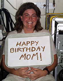 Biologist Shana Goffredi sends birthday wishes (created using soybeans) to her Mom in Boulder, Colorado.  