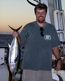 Tonight DSOG team member Paul Johnson caught an 11-pound yellow-fin tuna. Plans are underway for a sashimi (raw fish) midnight snack.  