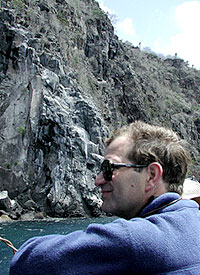  Mark Kurz looks at the lava flows on Santa Fé Island as we head back to R/V Revelle at the end of a fantastic day.  