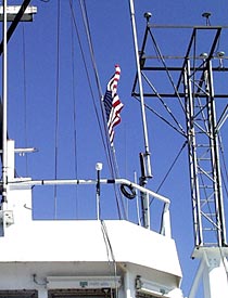 R/V Revelle is flying the American flag at half-mast in memory of the people affected by Tuesday’s horrible attacks on the United States. 