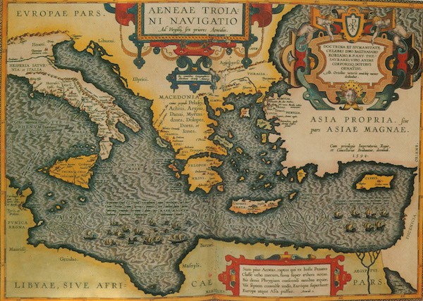 A map of the Mediterranean Sea made in 1595 by Abraham Ortelius, a Dutch cartographer. (Courtesy of Cartographic Associates) 
